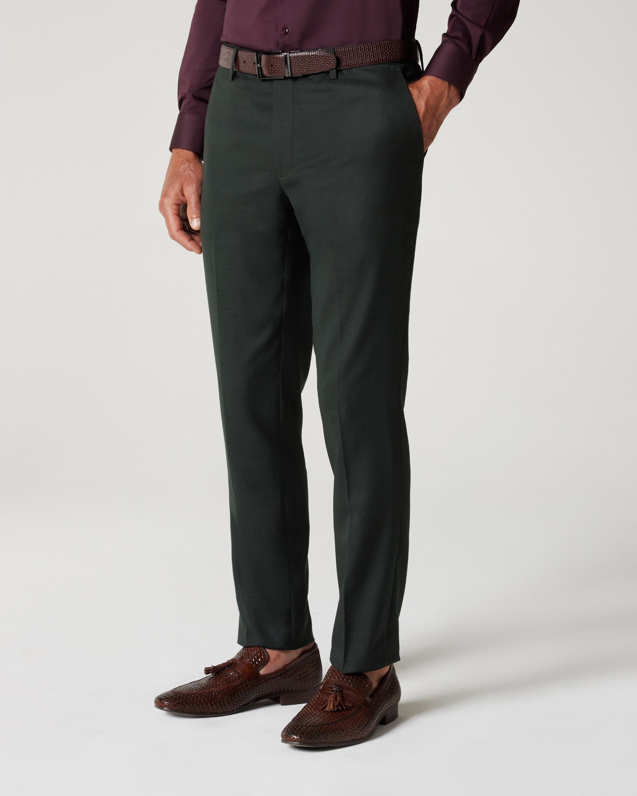 Peter England Casuals Green Regular Fit Trousers
